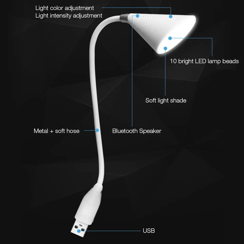 Беспроводной Bluetooth динамик USB книга лампа Музыкальная подставка свет для чтения гибкий Регулируемый портативный светодиодный фонарь для учебы многоцветный