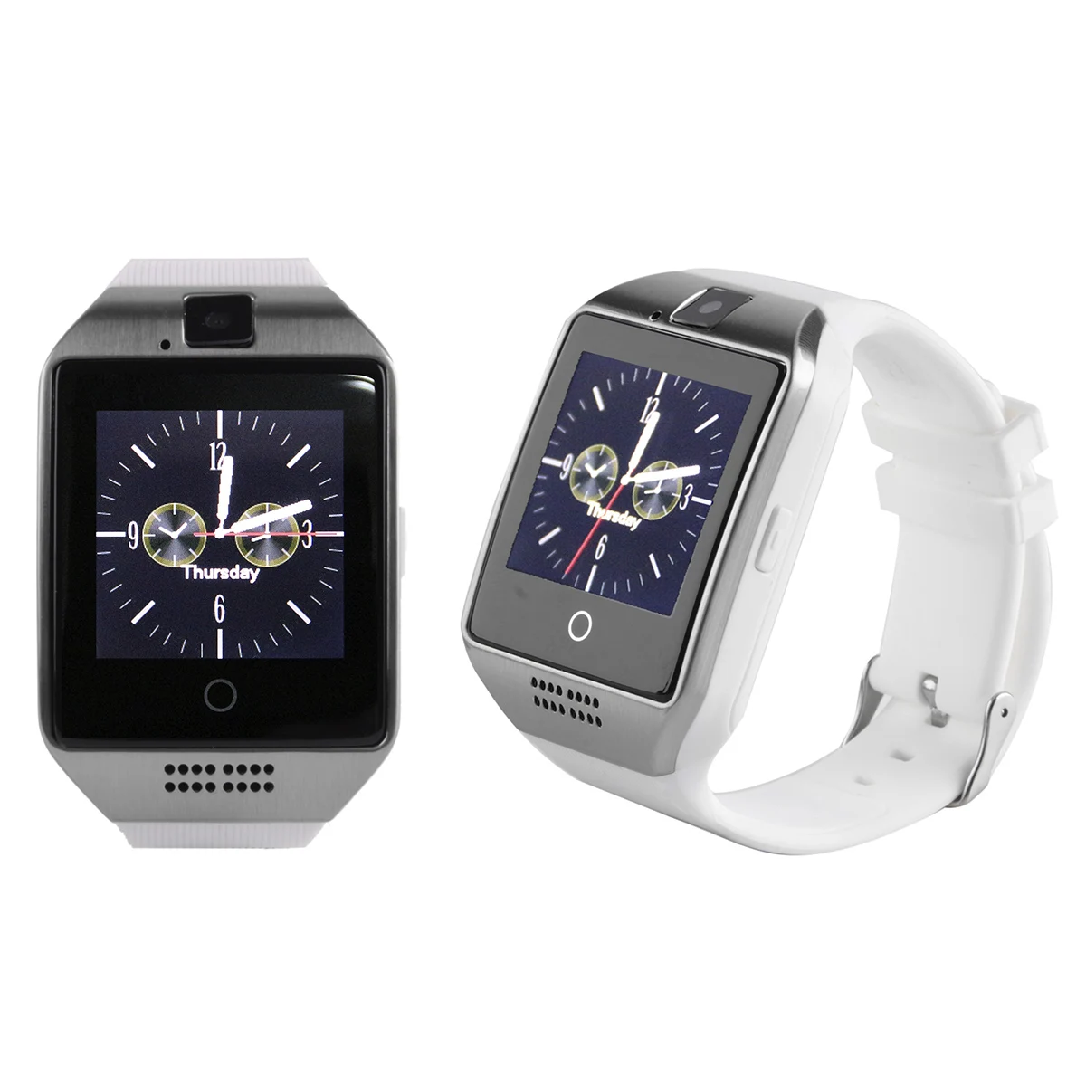 sliver x white strap Смарт-часы Q18 Bluetooth Smartwatch 450 мАч 1.3MP камера телефон Поддержка SIM TF карта громкой связи вызов для iOS Android - Цвет: sliver x white strap