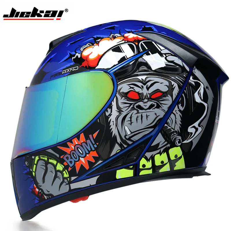 Полнолицевой шлем мотоциклетный шлем для верховой езды защитный шлем с двойными линзами гоночный шлем Capacete de motocicleta lente dupla - Цвет: c6