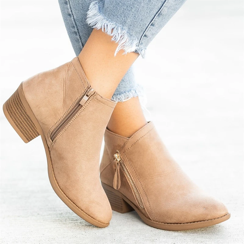 

MoneRffi Women Boots Autumn Winter Boots Classic Zipper Snow Ankle Boots Winter Suede Botas Mujer Booties Feminina Plus 43
