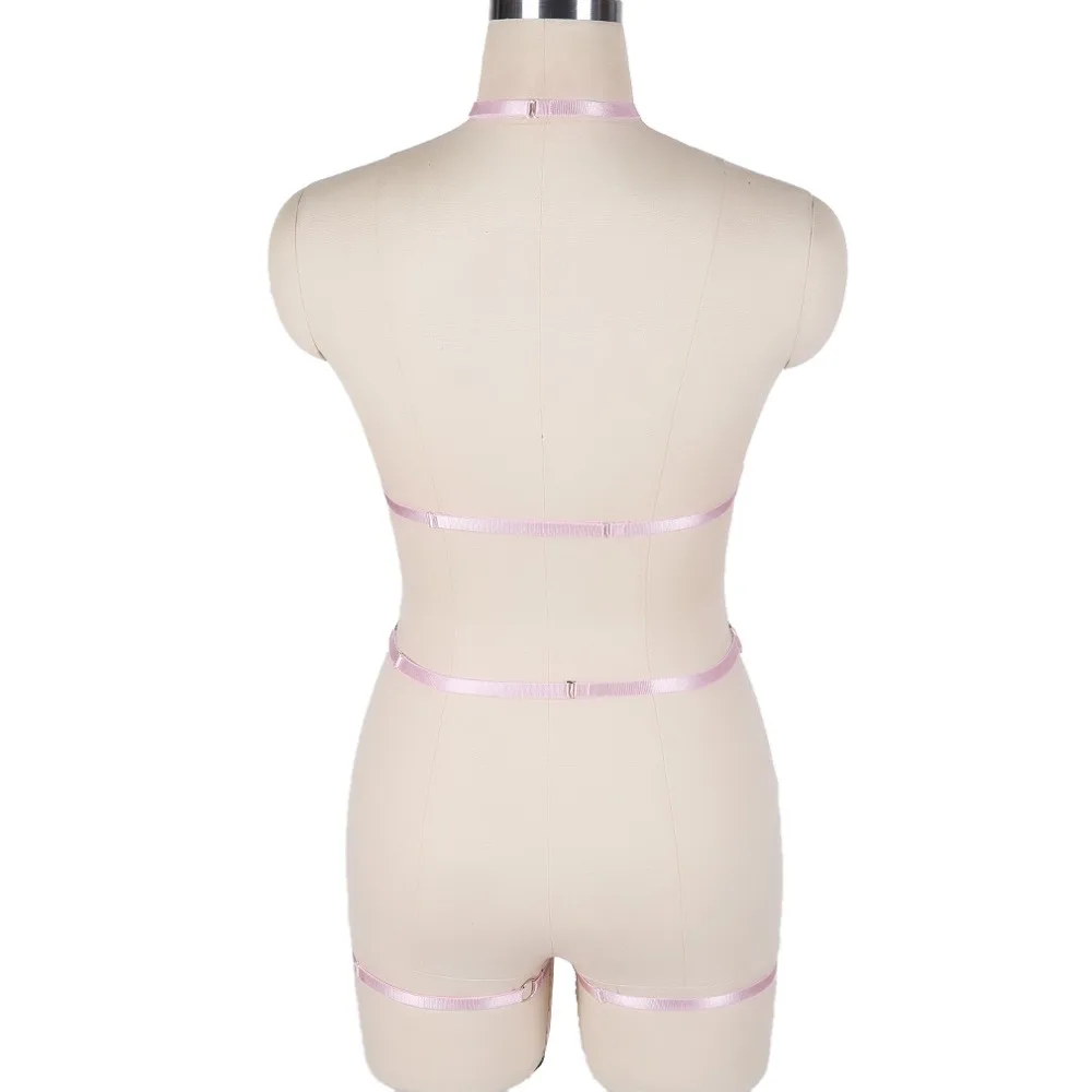 Сандалии с ремешками розовый комплект поводков, ботинки для панков и готов, с ремешками и пряжками Топ нагрудный пояс Высокая Талия чулки с подвязками для женщин; Большие размеры эластичные рейверская Праздничная Вечерние