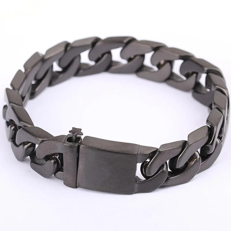 Мужской браслет в стиле панк, черный браслет из нержавеющей стали 316L, мужские ювелирные изделия, Прямая поставка
