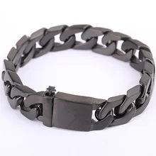 Мужской браслет в стиле панк, черный браслет из нержавеющей стали 316L, мужские ювелирные изделия, Прямая поставка