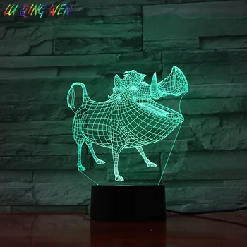 

The Lion King 3 Hakuna Matata Led Night Light Pig Bedroom Decor Lights Sensor Child Kid Gift Common Warthog Pumbaa 3d Night Lamp