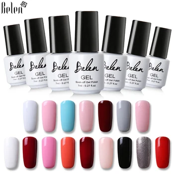 

Belen 7ml Pure Color UV Gel Nail Polish Semi Permanent Varnish Stamping Enamel Painting Gellak Lacquer Gellack Gelpolish