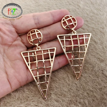 

F.J4Z New Women's Geometric Earrings Hyperbole Punk Hollow Alloy Oval Triangle Circle Lady Drop Earring Jewelry Gifts Dropship