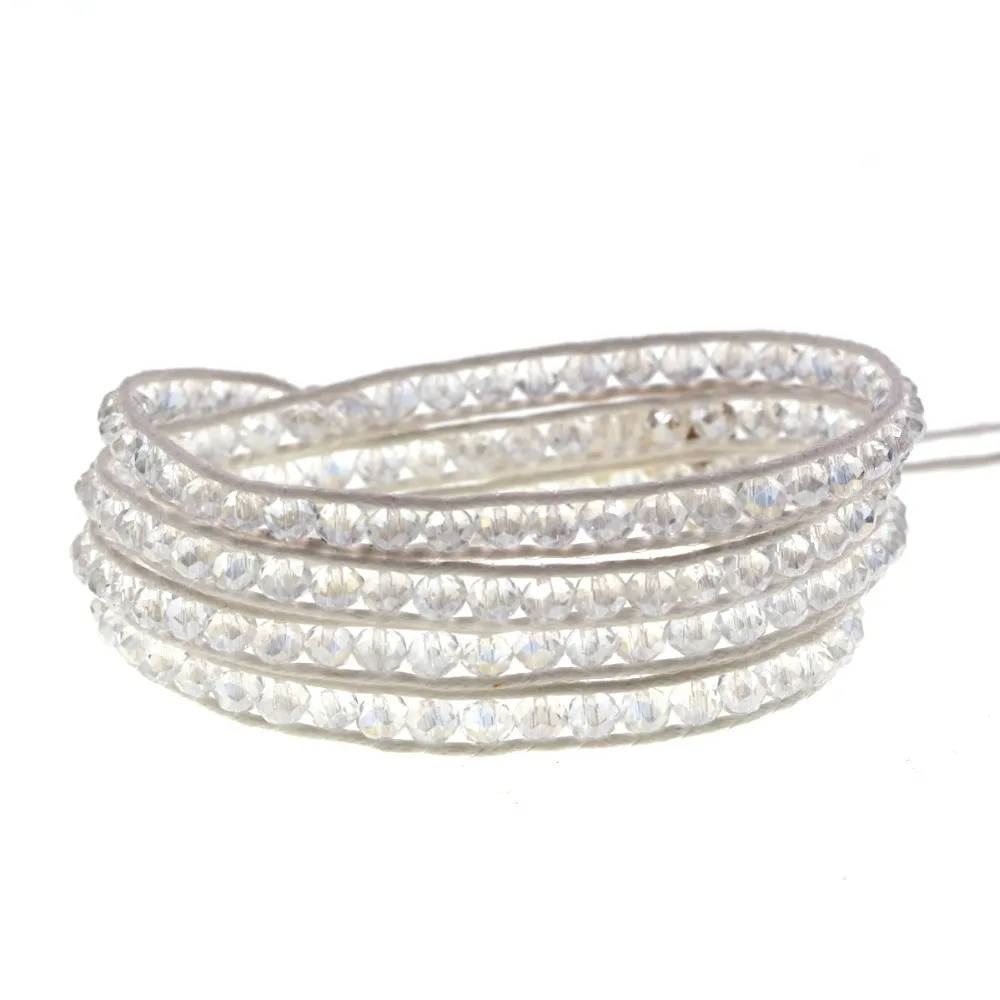 Friendship White Clear Crystal Beads Wrap Bracelet | Украшения и аксессуары