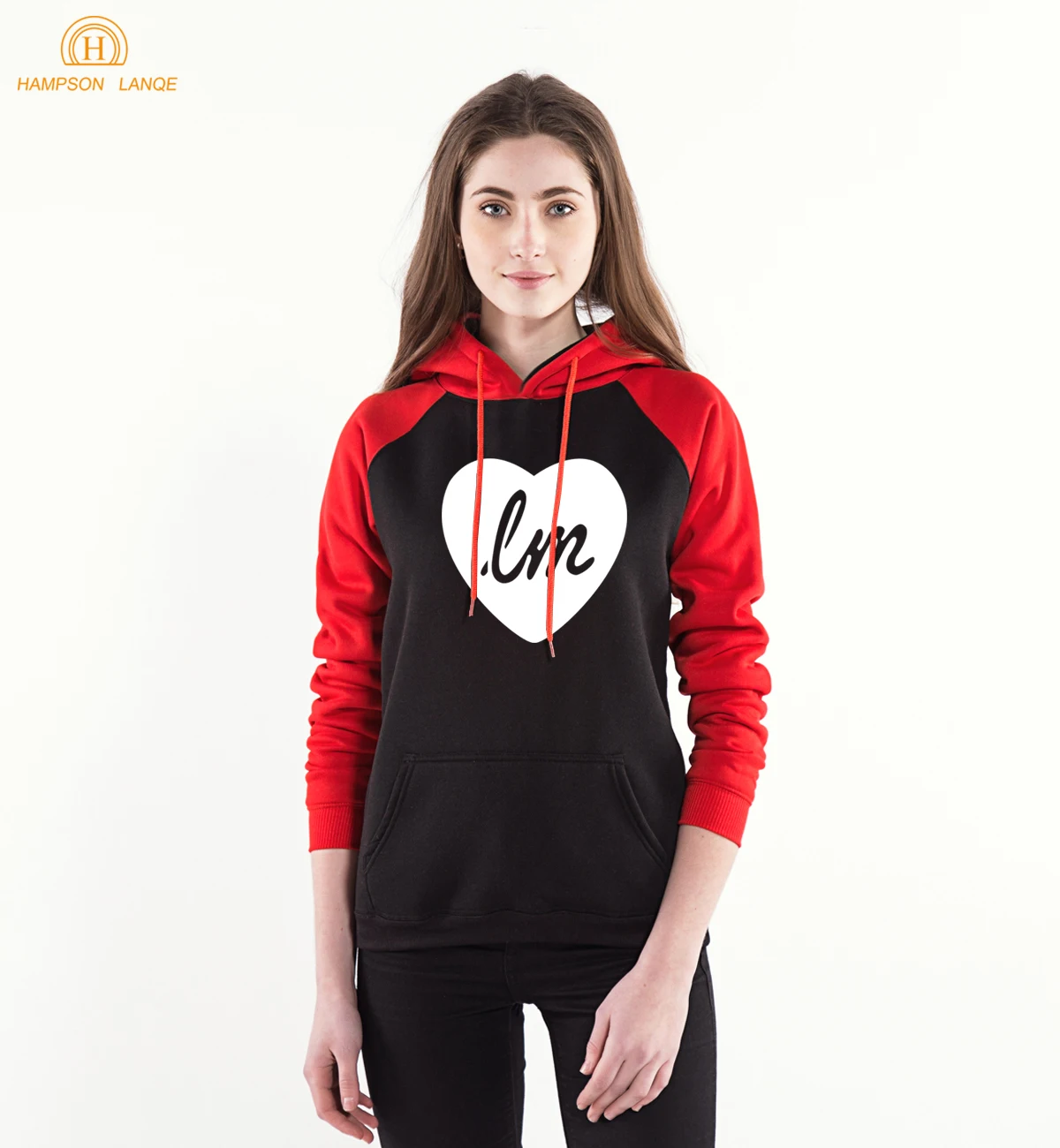 Love Me& Heart принт кавайные женские толстовки горячая Распродажа весенние зимние свитшоты женские K-pop Реглан Толстовка брендовая Толстовка для леди - Цвет: Красный