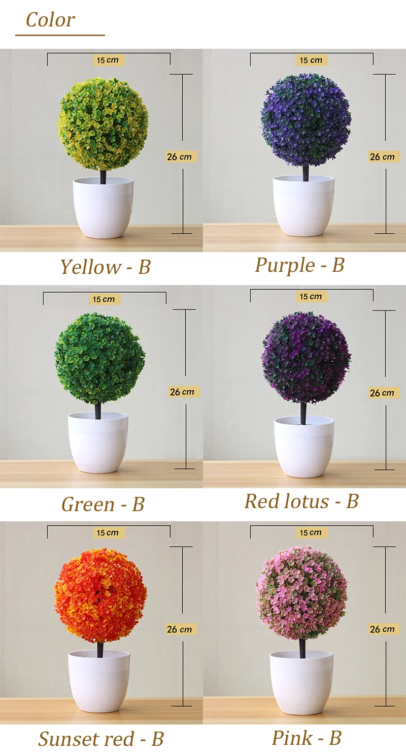 Flone Artificial Plants Fake Potted Plastic Plant Wedding Living Room Home Decoation Pot Home Life Artwork Desktop Decoration (9-1-1)