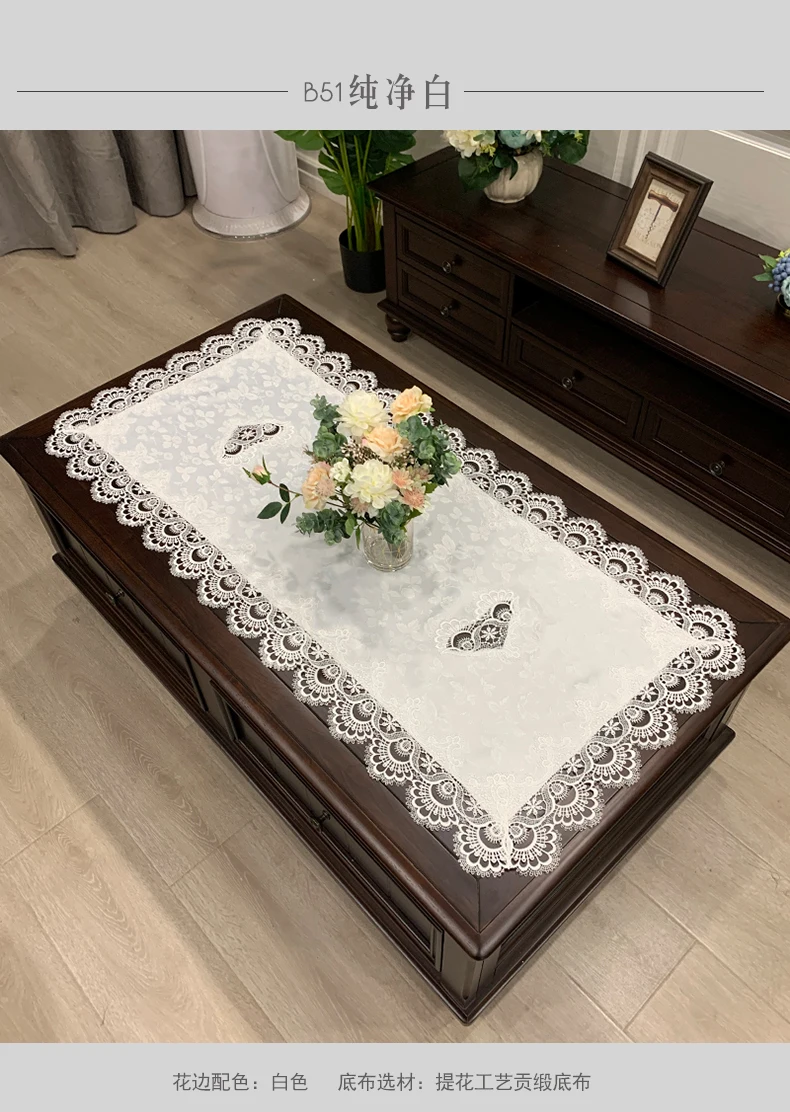 toalha de mesa retângulo pano de mesa europeu bordado mesa de café capa ocidental chá flor cor sólida tecido livro do laço
