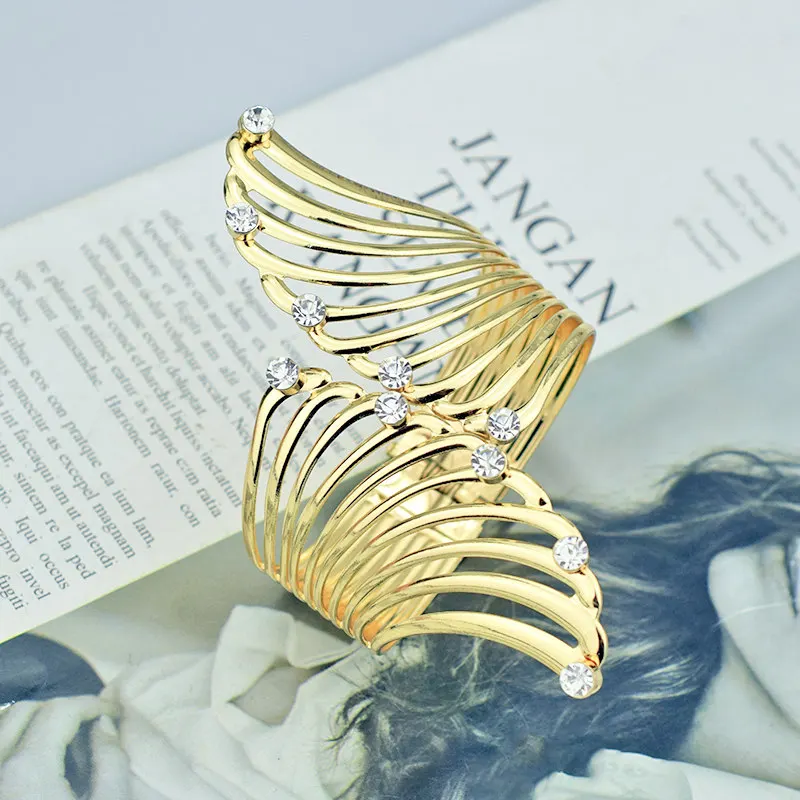 Bangle J 120 шт/лот открытый широкий золотой браслет для женщин манжета на руку браслеты металлические полые большие браслеты модные ювелирные аксессуары оптом - Окраска металла: Bangle J