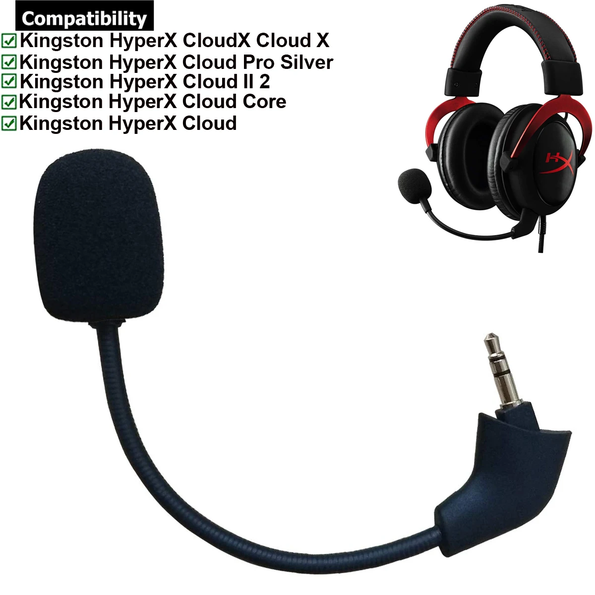 Сменный игровой микрофон 3 5 мм для Kingston HyperX Cloud 2 II X Core Pro серебристые Игровые