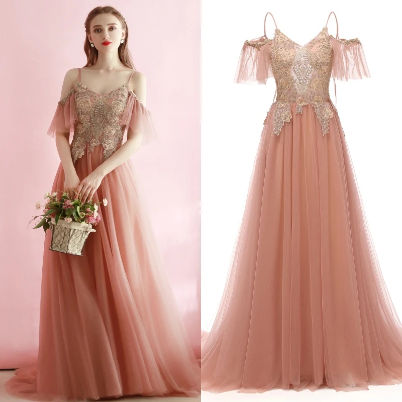 salmon formal dress