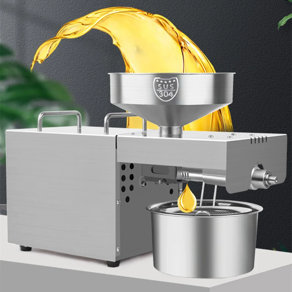 Household Peanut Oil Presser Stainless Steel Oil Pressing Machine Small Intelligent Oil Presser Peanut Sesame Oil Fryer
