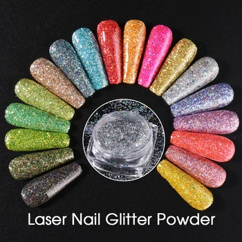 

1Box Holographics Mirror Nail Powder Glitter For Nails Polishing Chrome Pigments Laser Dazzling Dust Nail Art Decorations
