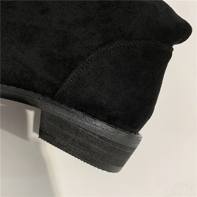 MORAZORA/ г., зимние теплые модные ботфорты однотонная обувь высокого качества на низком каблуке с круглым носком женские ботинки