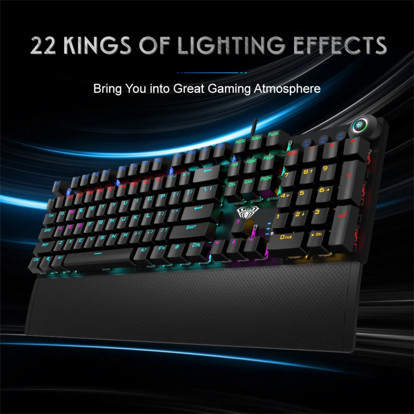 AULA F2088 Механическая игровая клавиатуры 22 режима Гибридный СВЕТОДИОДНЫЙ Радуга с