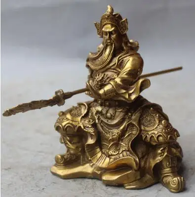 6 &quotКитайский старинный герой латунный Дракон Гуань Гонг Юй воин меч с