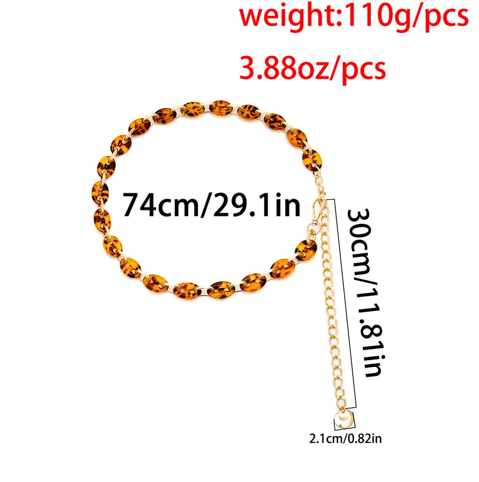 Youvanic Леопардовый цвет, акриловый Регулируемый толстый пояс-цепочка на талию для женщин в стиле панк, круглый кулон с кисточкой, бусины, цепочка для живота, ювелирное изделие 0456