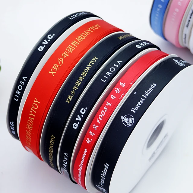 HAOSIHUI 6mm-100mm ruban plat imprimé personnalisé Logo personnalisé ruban en Polyester rubans de Satin d'anniversaire de mariage 100 yard/lot 6