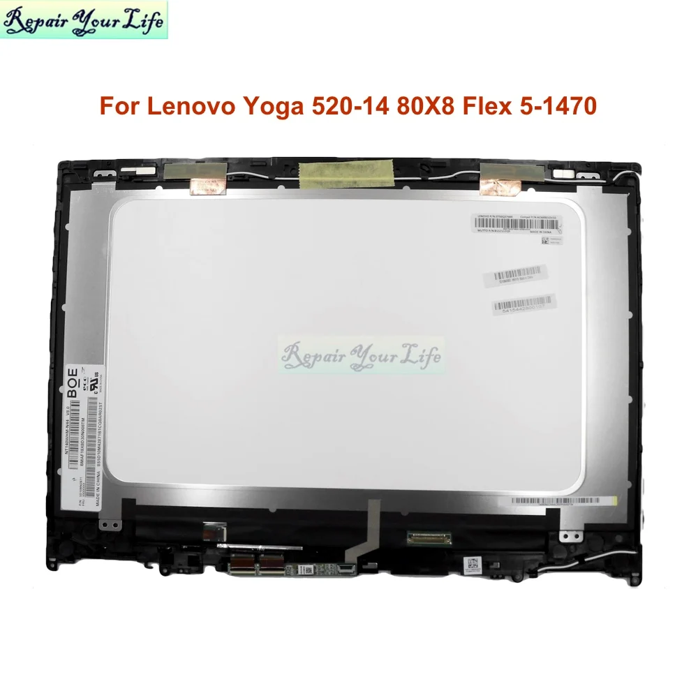 14 "Schermo Lcd Per Laptop Touch Digitizer Assembly Per Lenovo Yoga 520-14 80X8 Flex 5-1470 520-14Ikb Frame Frame Frame
