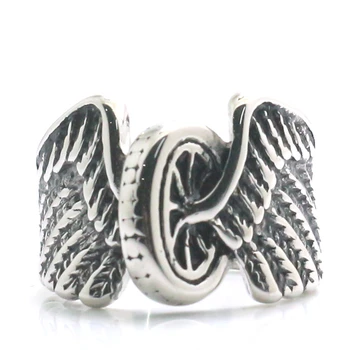 

Man's 316L Stainless Steel Classic Biker Rider Eagle Wing Wheel Ring