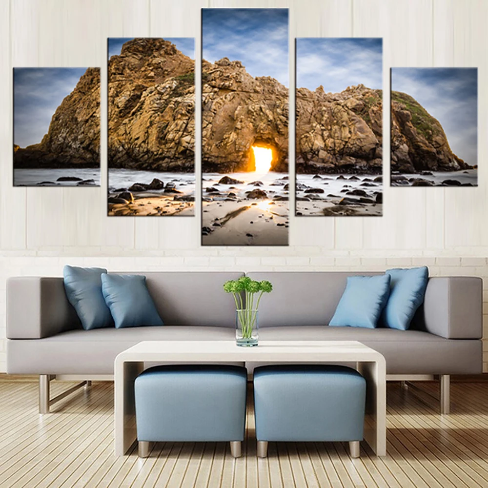 

5 Pieces Wall Art Canvas Painting Landscape Poster Boulders Modular Pictures Living Room Modern Home Decoration Framework