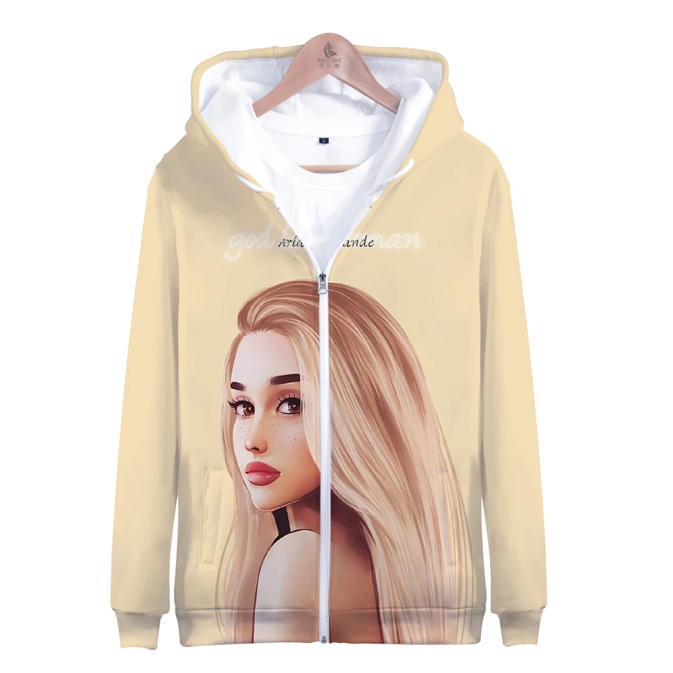 Ariana Grande/толстовка на молнии с 3D принтом; повседневные толстовки; Новая модная крутая осенне-зимняя одежда Highstreet; толстовка