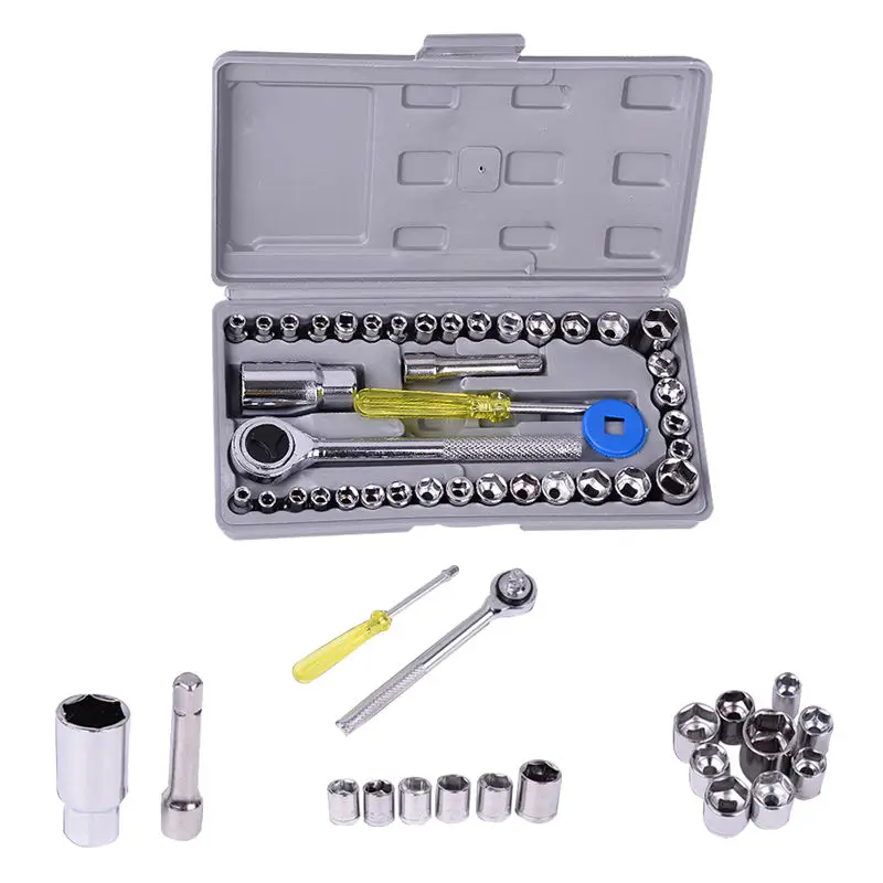 

40 pcs Sleeve Car Repair Tool Ratchet Set Torque Ratchet Wrench Set hand tools Combination Bit Set Tool Kit Household Sleeve