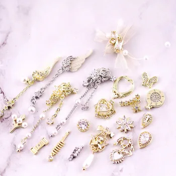 

High-end Fashion Charm Nail Art Zircon Fairy Flower Spirit Bird Wings Jewelry Gold Silver Rhinestone DIY Nail Art Decoration