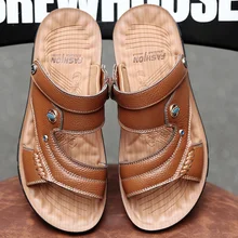 Обувь из Вьетнама; повседневные мужские сандалии; коллекция года; сезон лето; модные пляжные прогулочные сандалии с закрытым носком на нескользящей подошве; Мужская дышащая обувь из спилка; размеры 39