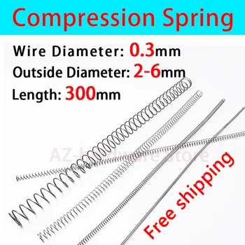 

Compressed Spring Pressure Spring Wire Diameter 0.3mm, Outer Diameter 2mm-6mm, Length 300mm Release Spring Return Spring 1 Pcs