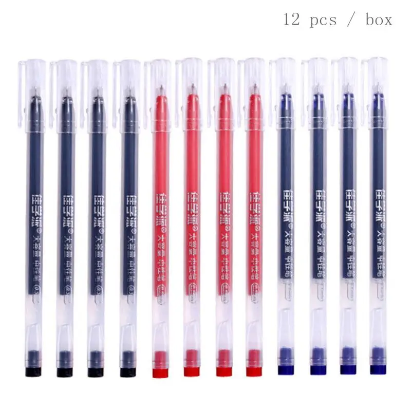 12pcs/Lot Basic Liner Gel Pens Ink 0.5mm Ballpoint Pen Stationery Office School 