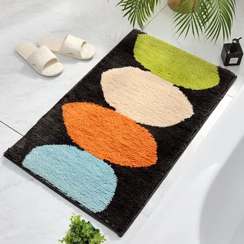 

Simple Style Rug Flocking Bedroom Living Room Carpet Floor Mat Home Kitchen Bathroom Door Water Absorption Non-slip Foot Pad