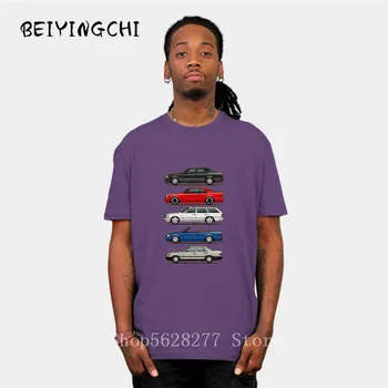 

Funny Stack of Mercedes W124 E Class Men T Shirts Round Collar Tops Short Sleeve O-neck Cotton Clothes Youth Car styling T-shirt