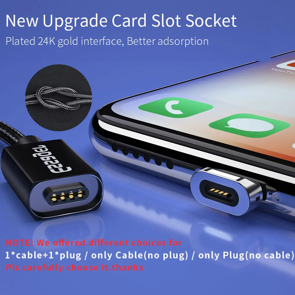 Магнитный кабель Micro USB Essager для IPhone samsung, кабель для быстрой зарядки и передачи данных, магнитный шнур, зарядное устройство, usb type C, 3 м, кабель для мобильного телефона