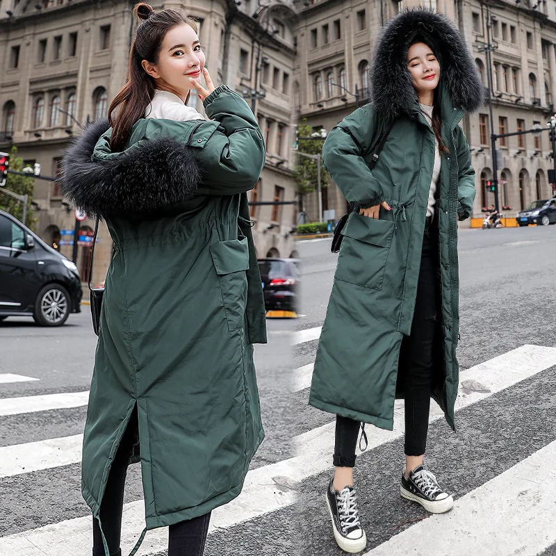 

Winter Cotton Overcoat Women's 2018 New Style Dongdaemun X-long Cotton-padded Jacket over-the-Knee Thick down Jacket Cotton-padd