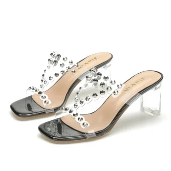 

Women Summer Sandals Rhinestones Soft Sole Sandales Female Thick heel Shoe Chaussures Femme
