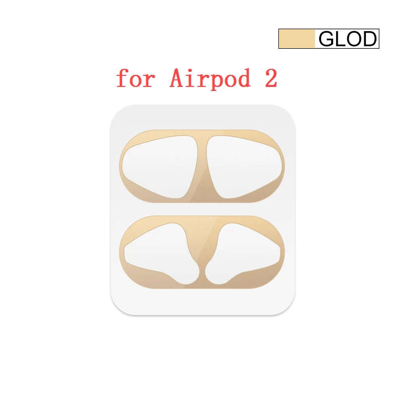 gold2 Ультратонкая металлическая Пылезащитная наклейка для Apple Airpods 1, 2, чехол, Пылезащитная защитная пленка, наклейка для Air pod 2nd - Цвет: gold2
