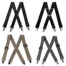 Deepeel 1pc 3.5*120cm Men's Braces X-shaped Wide Suspenders Elastic Adjustable 4 Clip Male Jockstrap Work Business Suspender