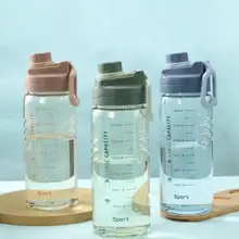 1500ml Transparent Water Bottle With Rope And Scale Outdoor Sport Fitness Portable Drinking Bottle Travel Space Cup Drinkware
