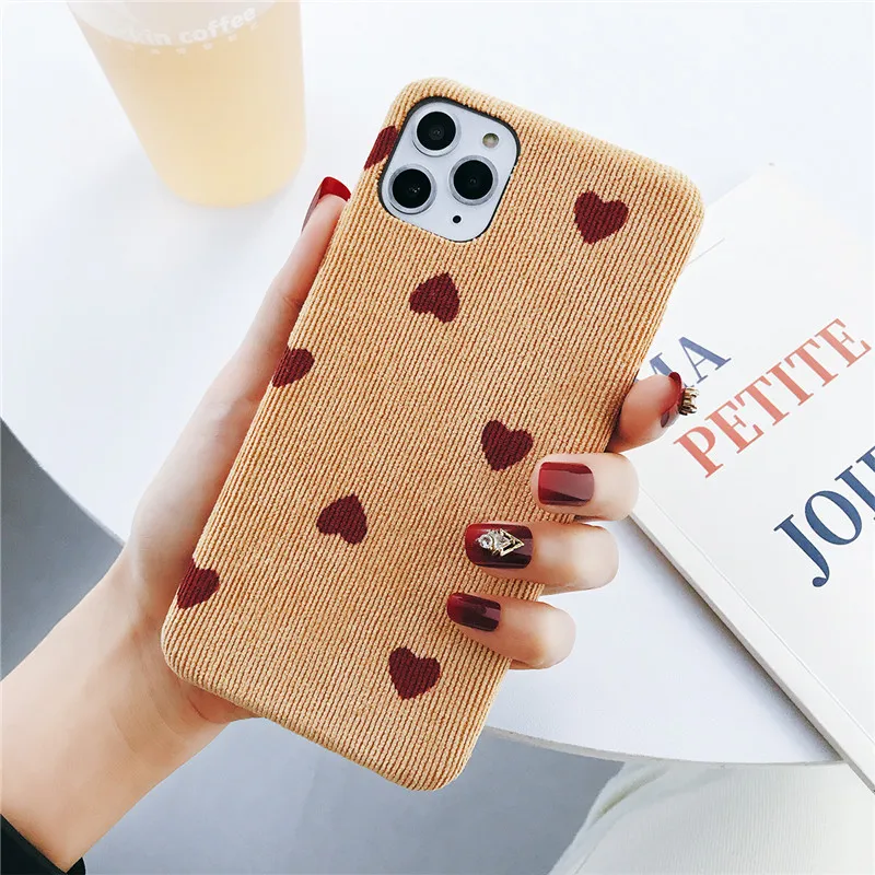Lovebay ткань Текстура Любовь Сердце волна точка чехол для телефона для iPhone 11 Pro Max 6 6s 7 8 Plus X XS XR Xs Max мягкий теплый PU Fundas - Цвет: XW0451BN