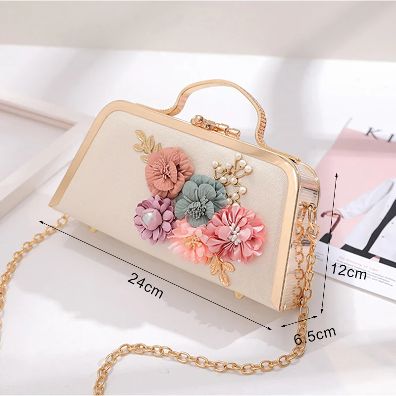 Bolso de lujo para mujer, cartera de mano de caja dura, a la moda, de noche con flores, ZD1063 - AliExpress