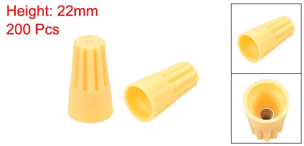 200pcs Yellow Uxcell 100 шт. 200 шт. электрический провод разъем P3 Тип винтовой Клеммы Крышка 22-14AWG оранжевый желтый для домашнего кинотеатра автомобильный - Цвет: 200pcs Yellow
