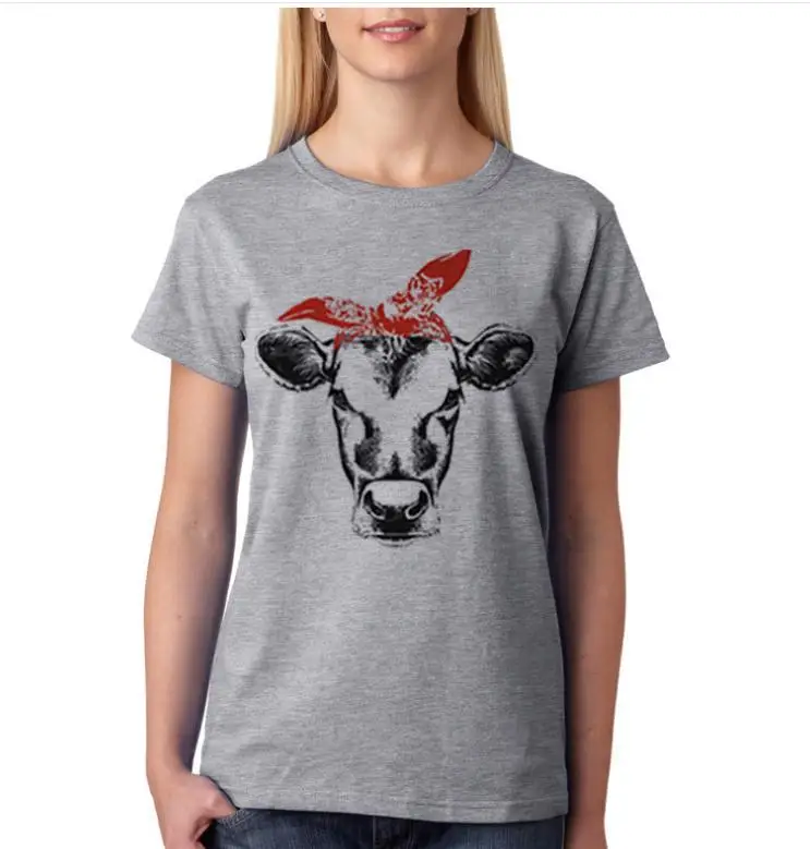 

Wearing Bow-knot Bull Head Print T Shirt Women Short Sleeve O Neck Loose Tshirt 2020 Summer Women Tee Shirt Tops Camisetas Mujer