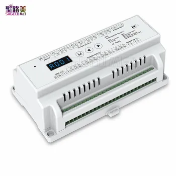 

Din rail mounted constant voltage 24 Channel 24CH CV DMX512 Decoder;DC5V-24V input;;3A*24CH output with display for RGB LED Tape