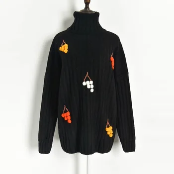 

New easing languid is lazy turtleneck stereoscopic hair bulb grape is knitting thick winter sweater set of lady's head