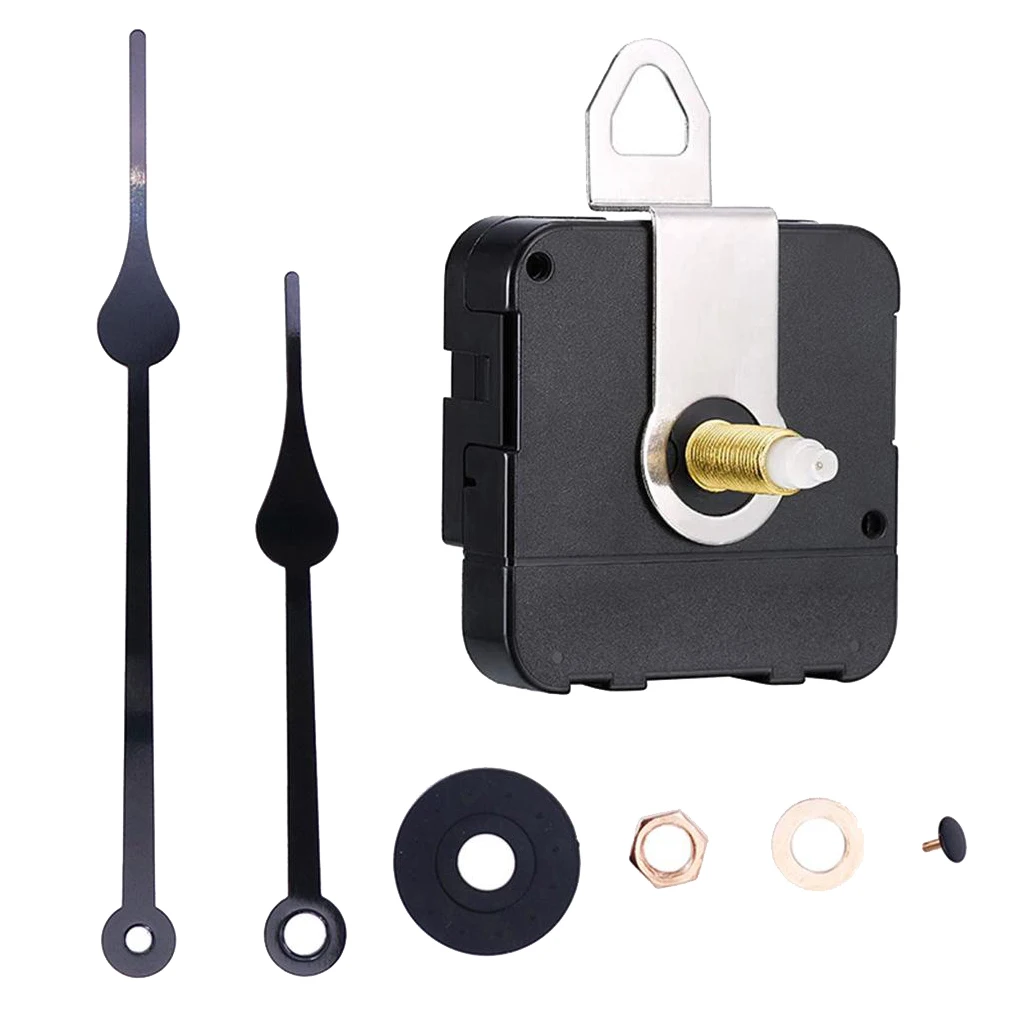 Replacement Clock Movements with Hook 2 Clock Hands Long Shaft Repair Parts for Wall Clock Metal Wall Clock Accessories