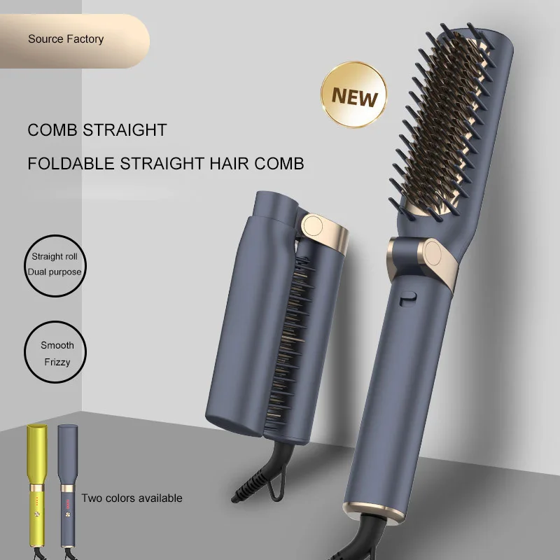 

New Folding Straight Hair Comb Lazy Electric Curling Stick Bangs Splint Two-Purpose Straightening Comb Exquisite And Compact