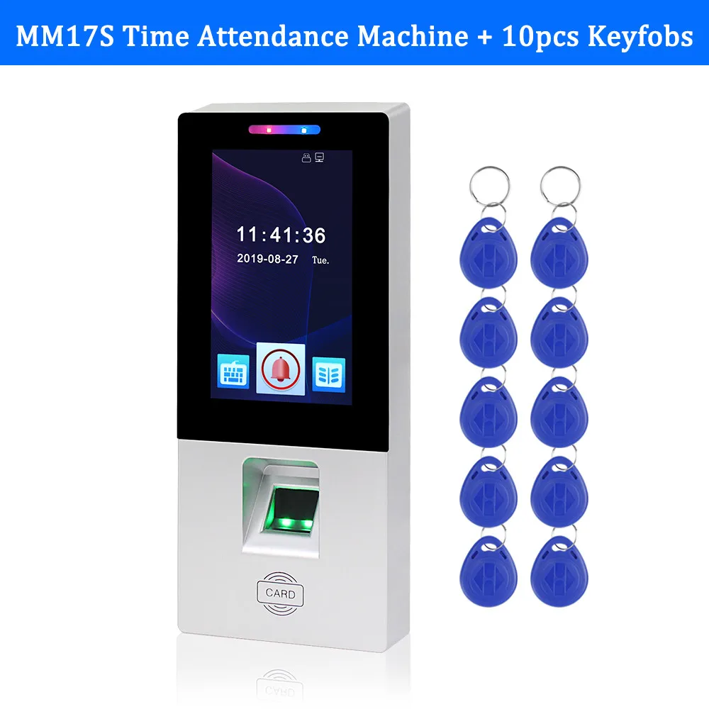 MM17S with Keys 4,3 дюймов TFT цветной сенсорный экран RFID Клавиатура считыватель двери Система контроля доступа отпечатков пальцев биометрическая посещаемость+ 10 шт. EM брелоки - Цвет: MM17S with Keys